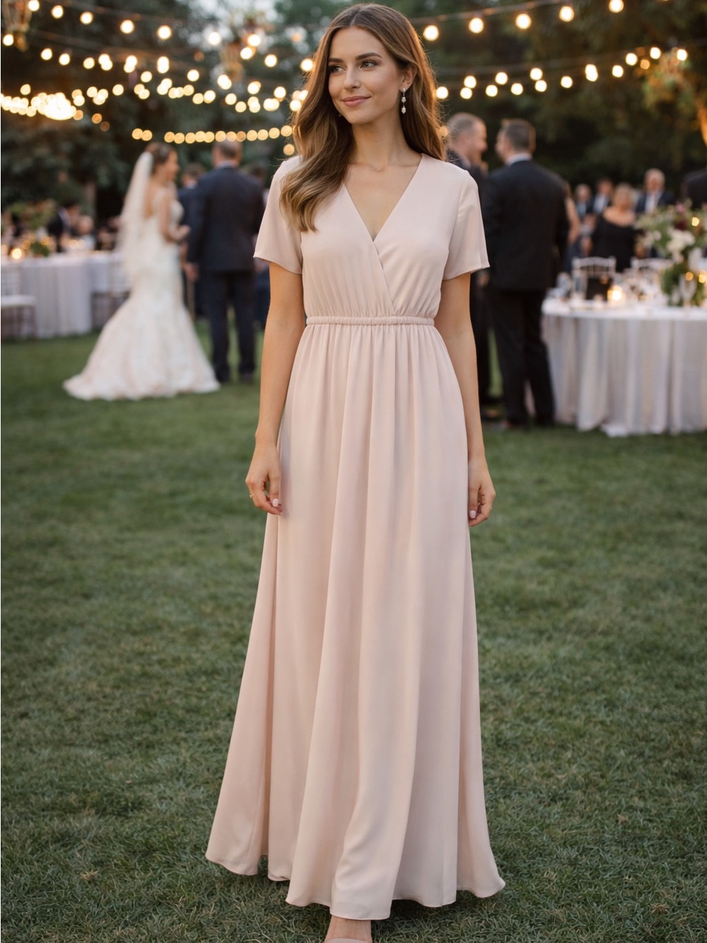 Show Me Your Mumu Michelle Flutter Maxi Dress – Pale Pink, Size Small, Like New